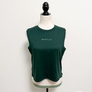 Lovers Of Hyoumanity Green Ivory Hustle Print Workout Boxy Muscle Tank Top Small